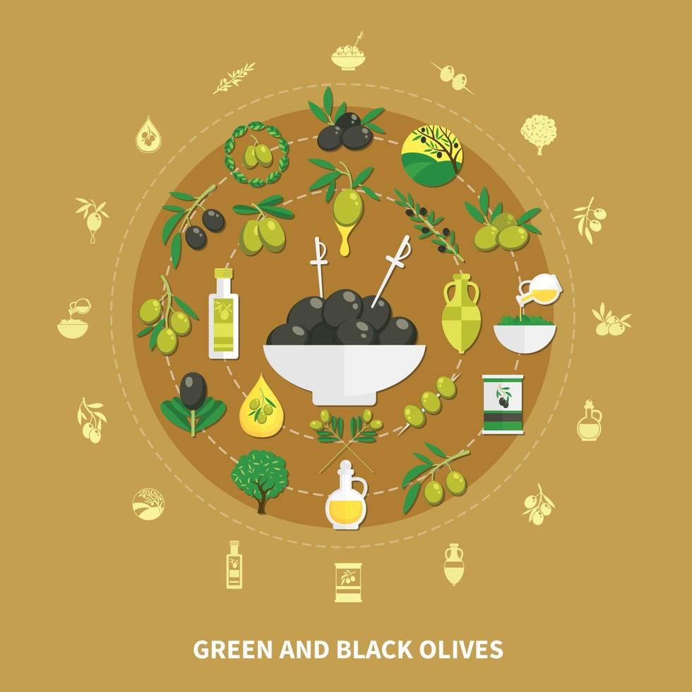 Olives Round Composition Vector Illustration