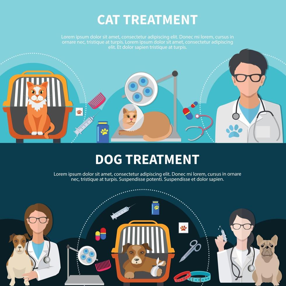 Veterinary Treatment Banners vector