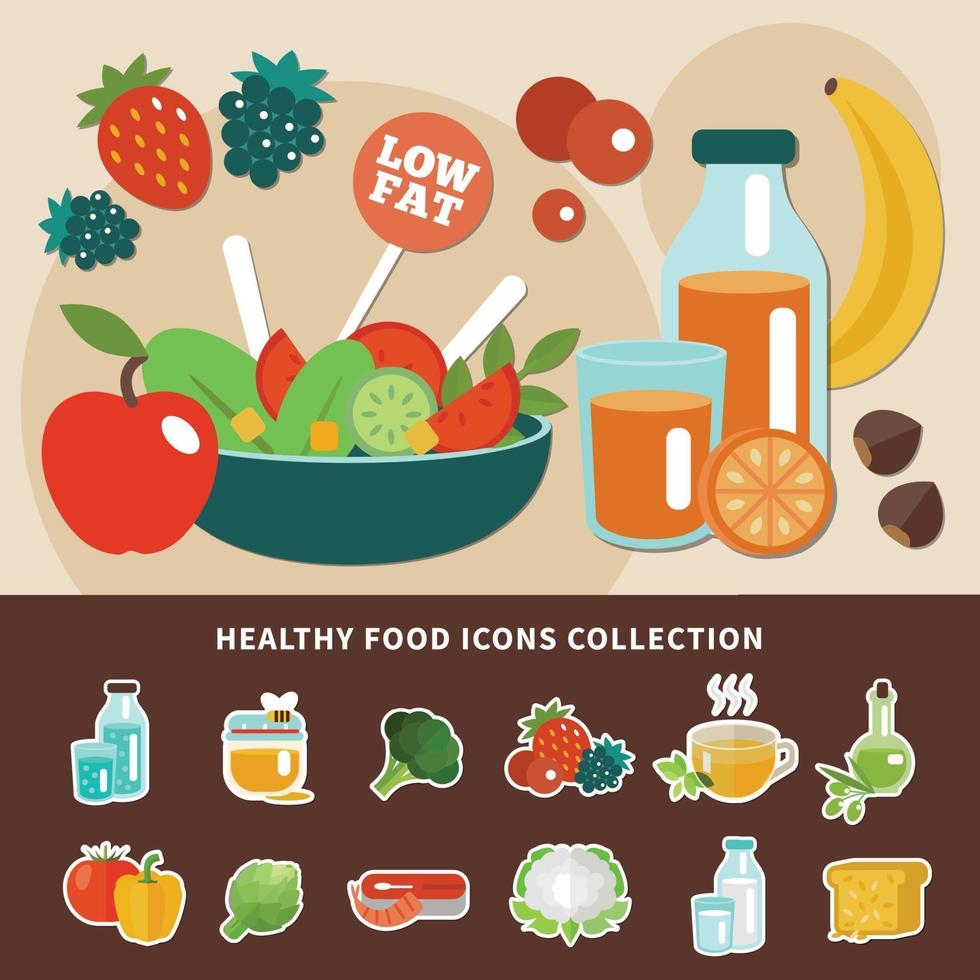 Healthy Eating Low Fat Composition Vector Illustration