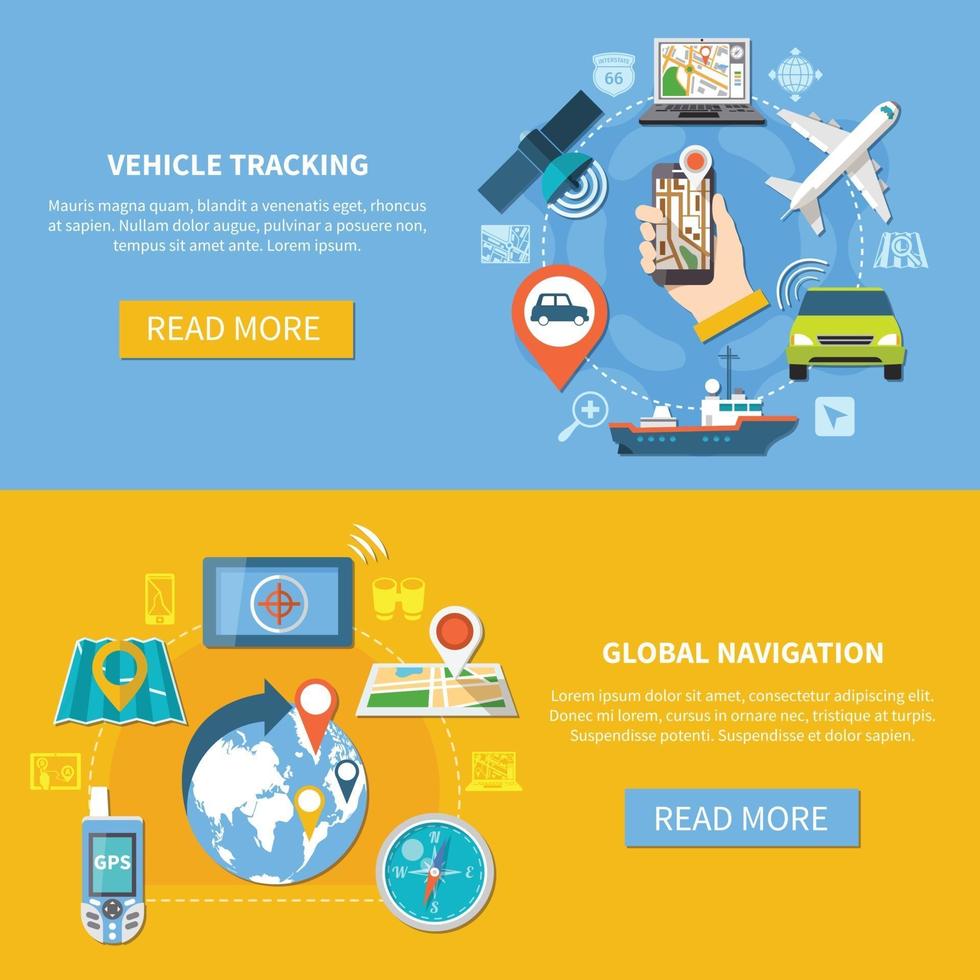 Vehicle Tracking Navigation Banners vector