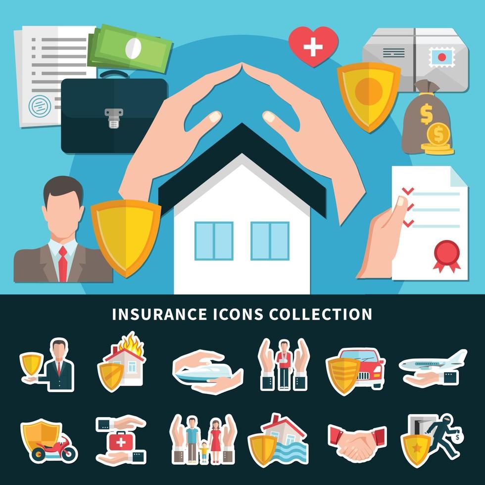 Insurance Icons Collection vector