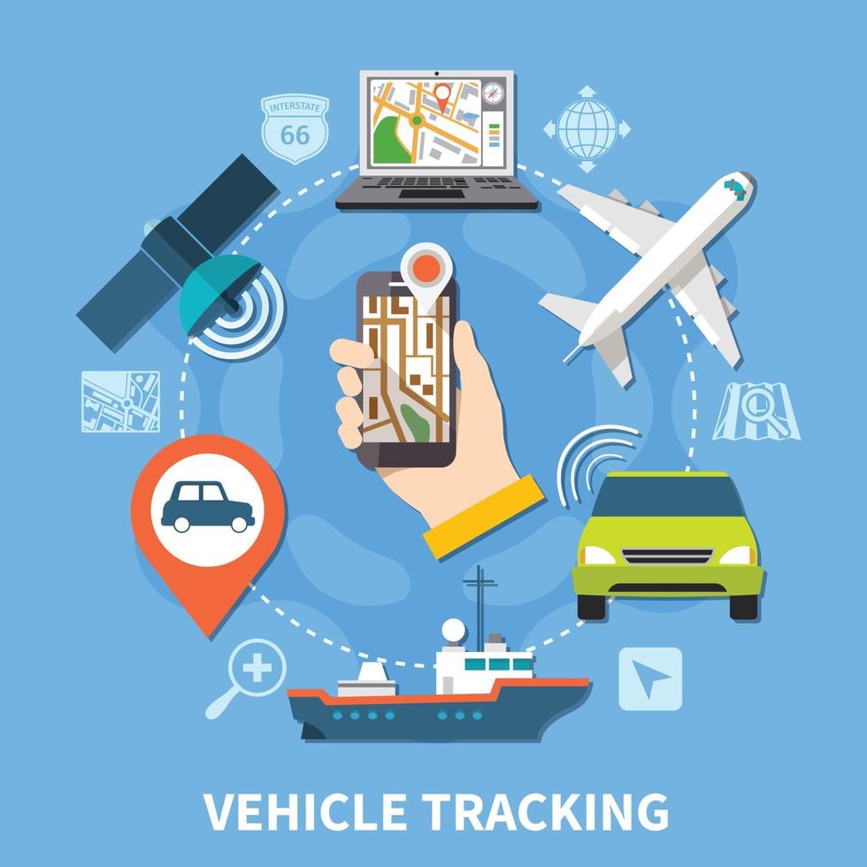 composición de la ronda de navegación de transporte vector