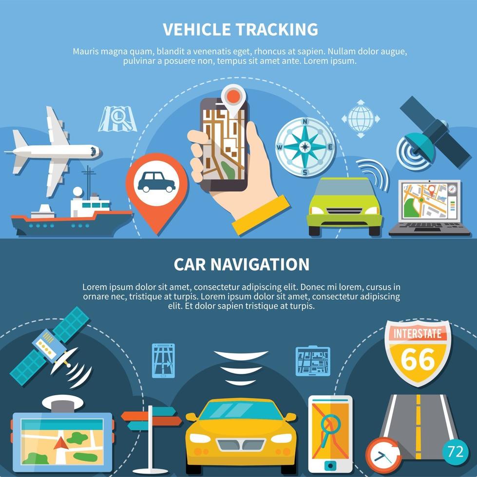 Transport Tracking Horizontal Banners vector