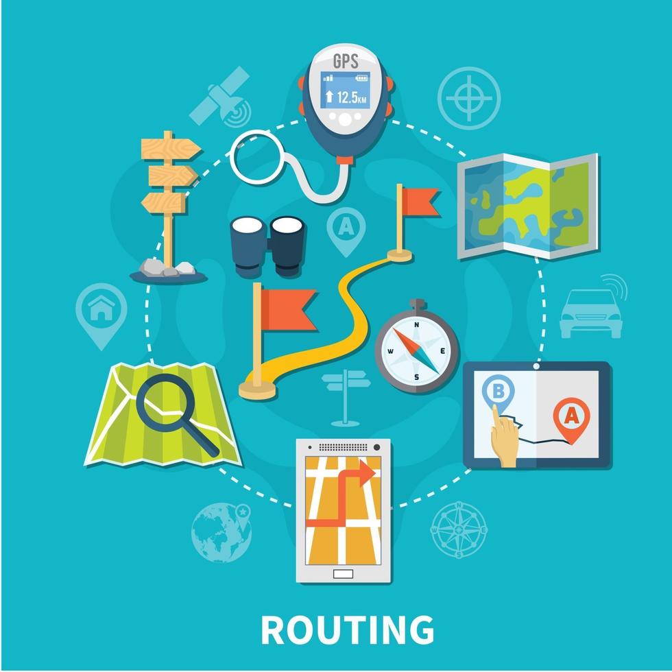 Route Navigation Round Composition vector