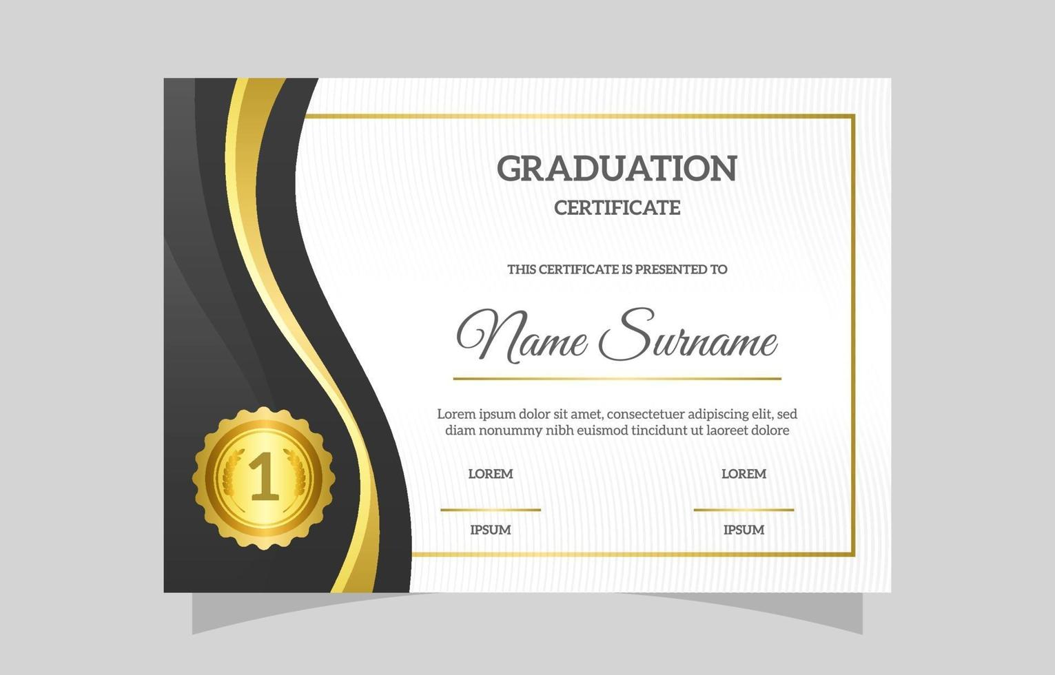 Realistic Graduation Certificate Template vector