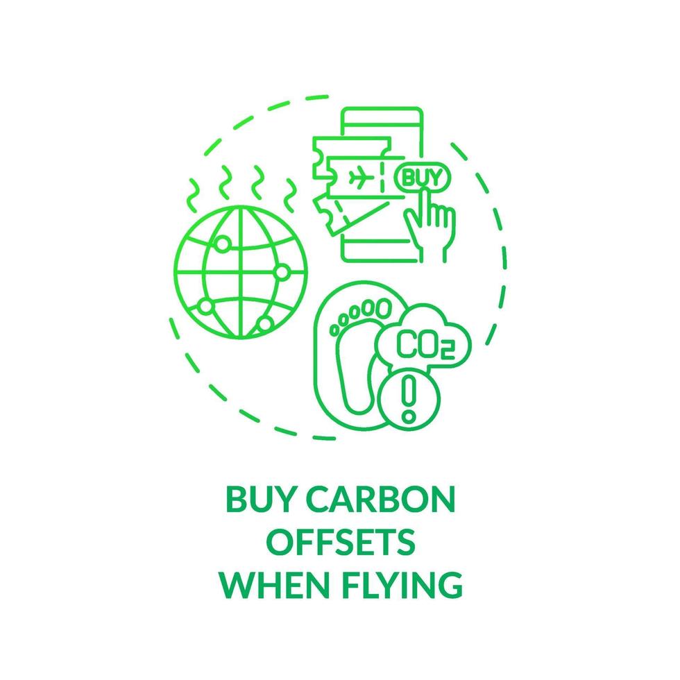 Buy carbon offsets when flying concept icon vector