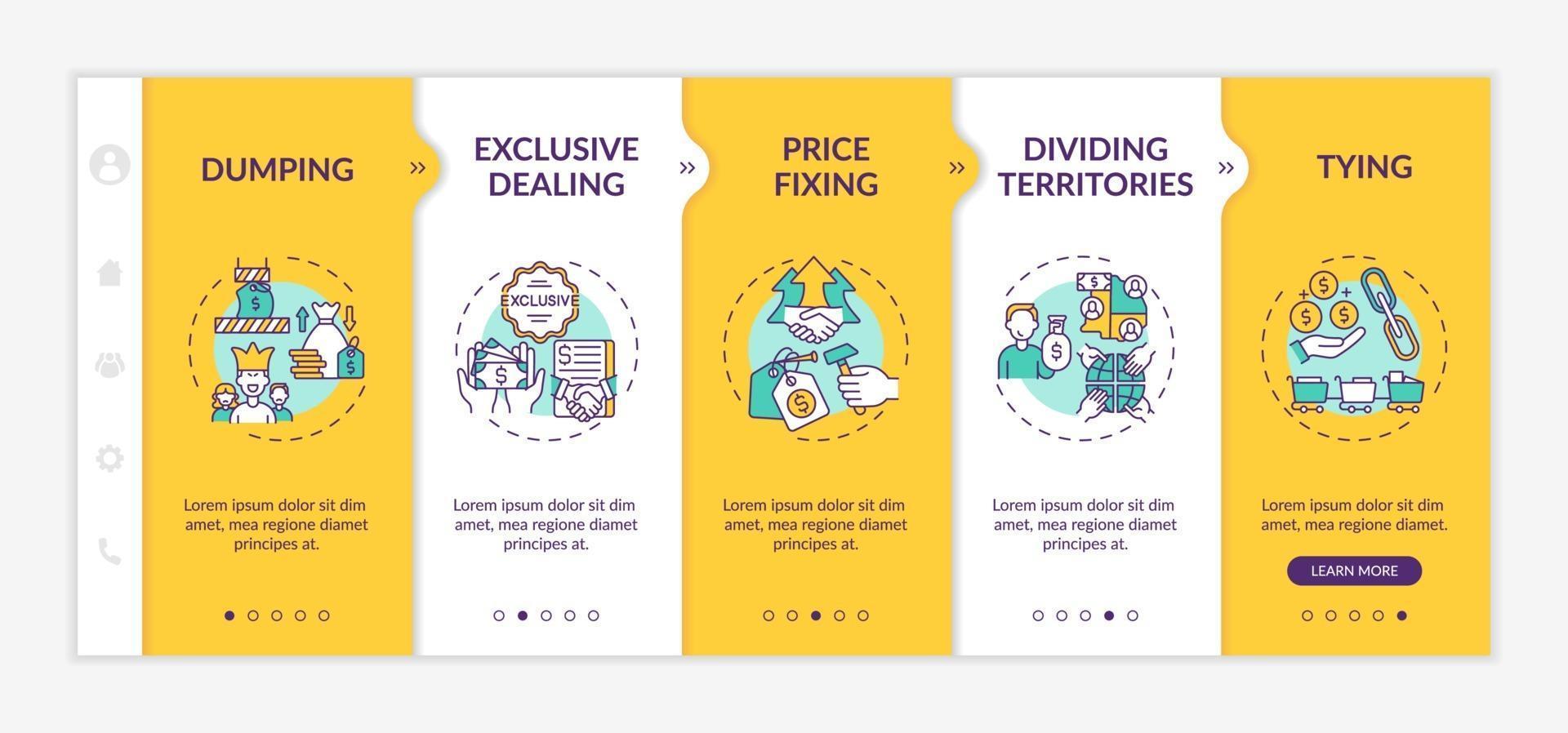 Competition-distorting procedures onboarding vector template