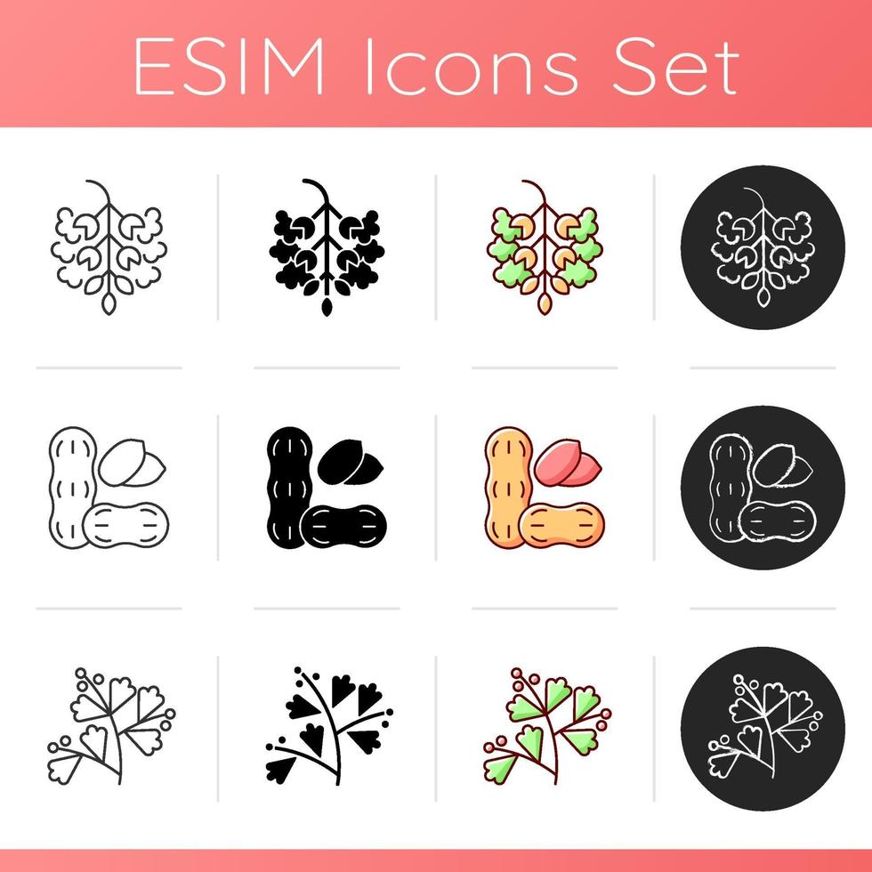 Seasonal allergen causes icons set vector