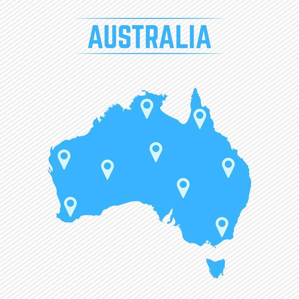 australia mapa simple con iconos de mapa vector