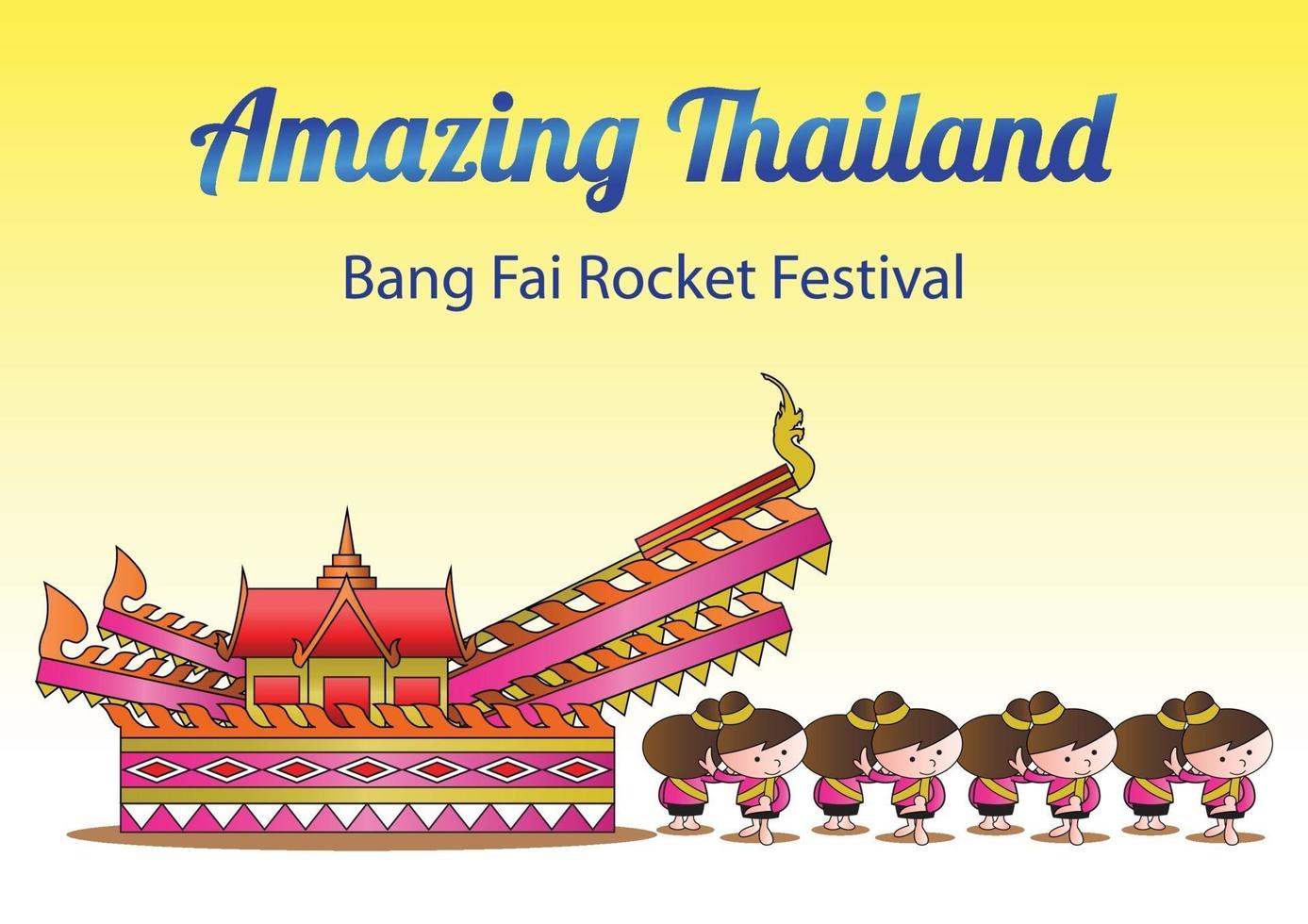 bang fai rocket festival parade vector