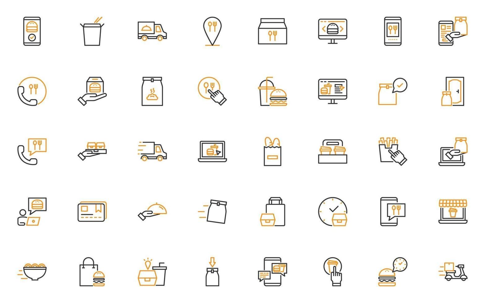 set of delivery thin line icons vector