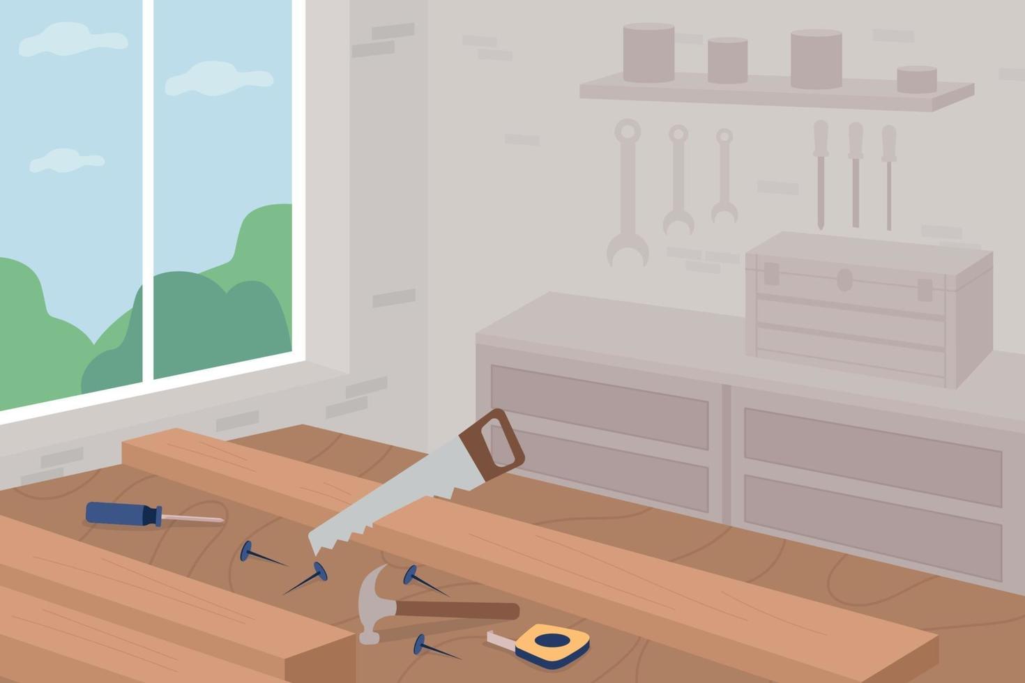 Carpentry master class flat color vector illustration
