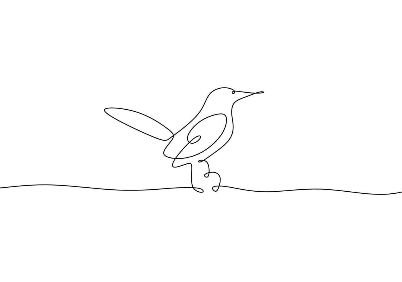 One continuous line drawing of cute hummingbird. Hand drawn line art tropical bird. Little beauty bird mascot concept for conservation national forest. vector