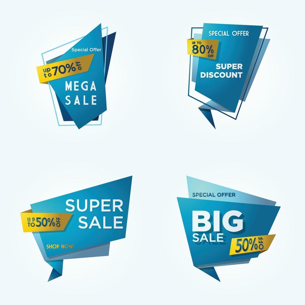 sales banner in origami style concept collection vector