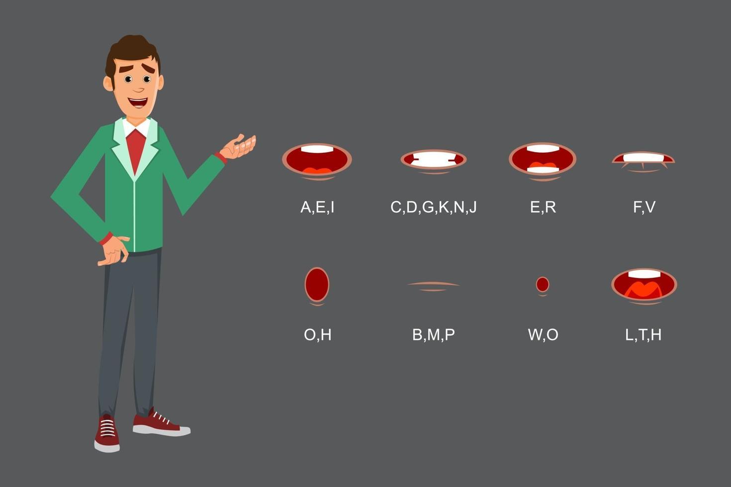 cute businessman character with different lip sync for your design, motion and animation. vector
