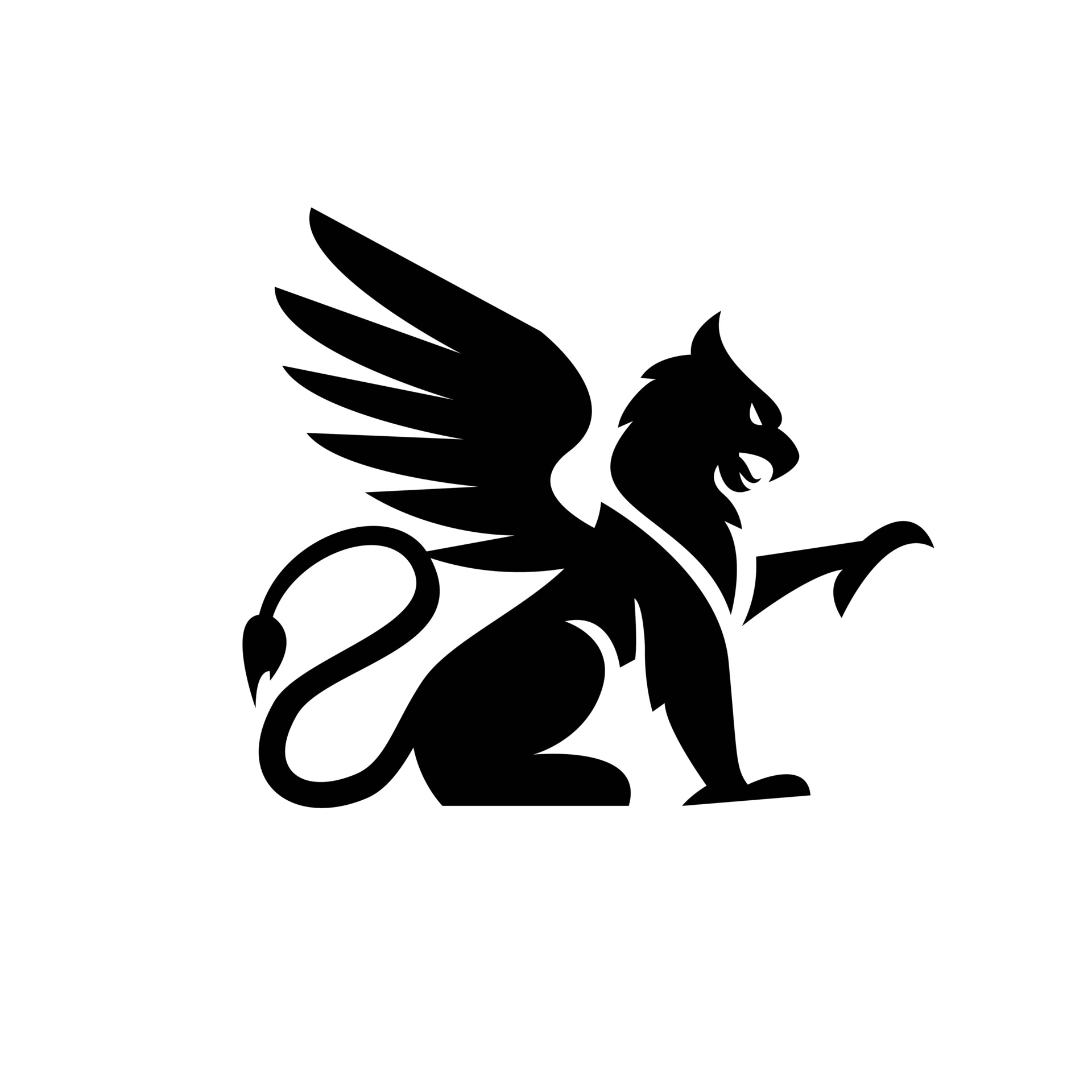 premium black minimal Griffin Mythical Creature Emblem mascot Vector ...