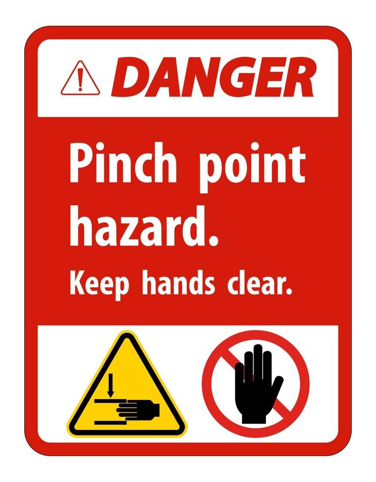 Danger Pinch Point Hazard Keep Hands Clear Symbol Sign vector