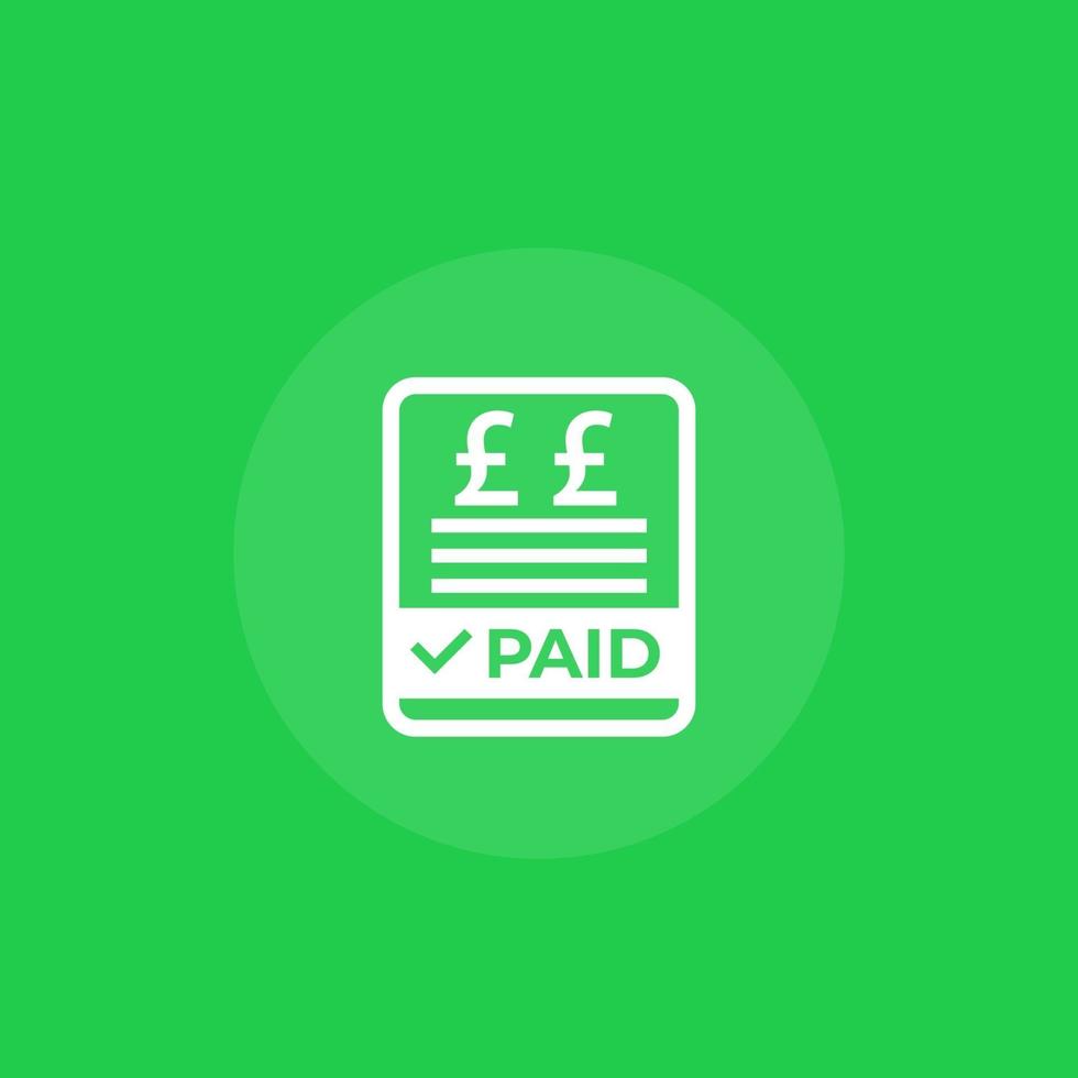 paid bills vector icon with pound