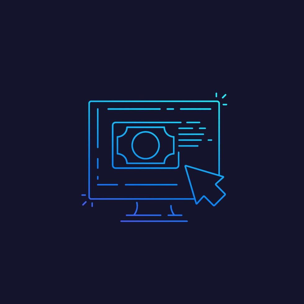 Online payment, linear icon vector