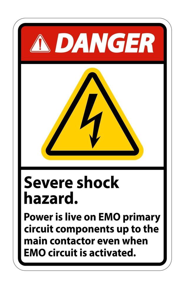 Danger Severe shock hazard sign on white background vector