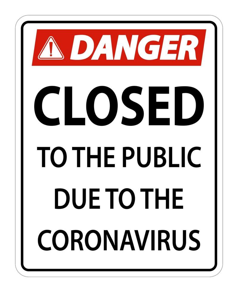 Danger Closed to public sign on white background vector