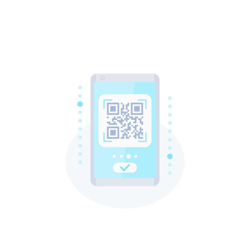 QR code scan in phone vector icon