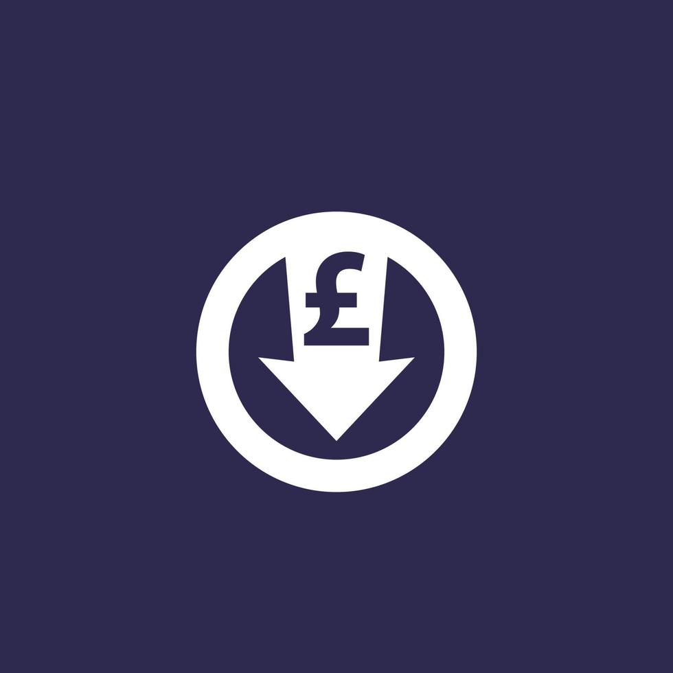 reduce costs icon with pound vector