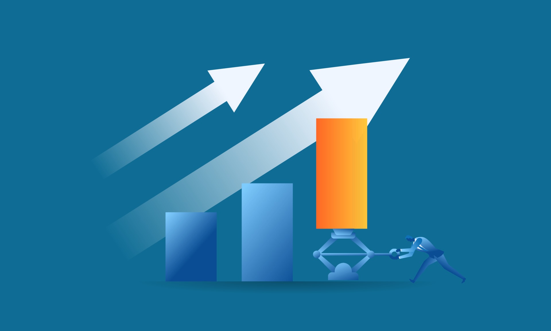 businessman draw a target sales graph using a pencil Business work