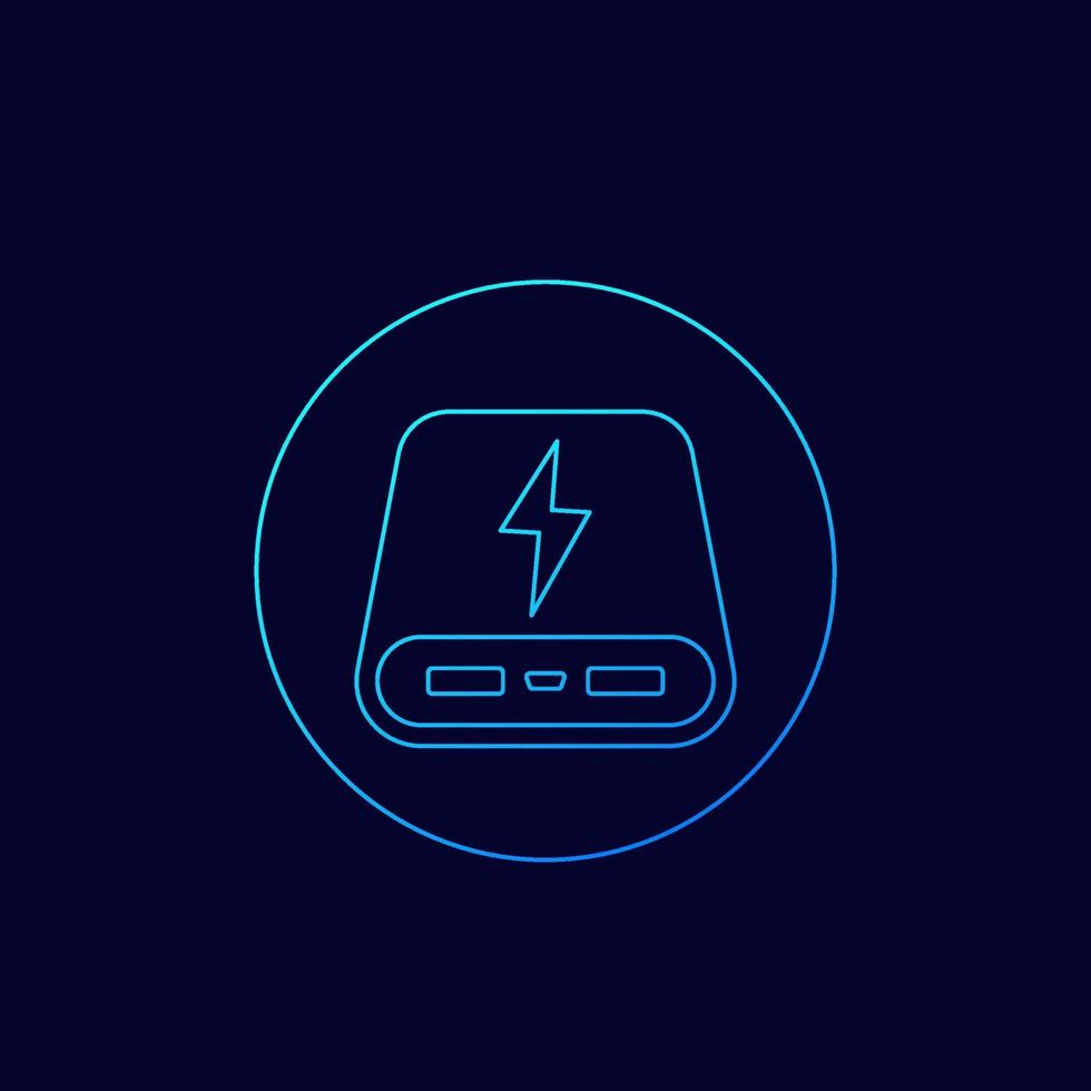 power bank icon, linear vector