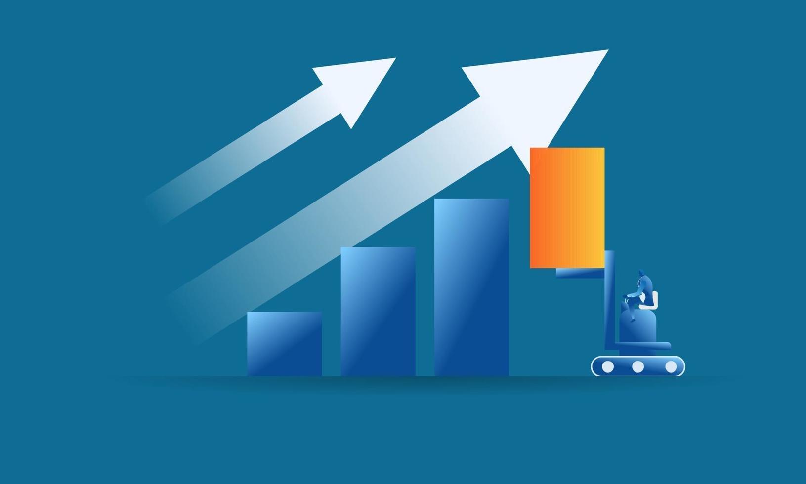 businessman draw a target sales graph using a pencil Business work concept illustration about hard work sales profit target profit of future vector