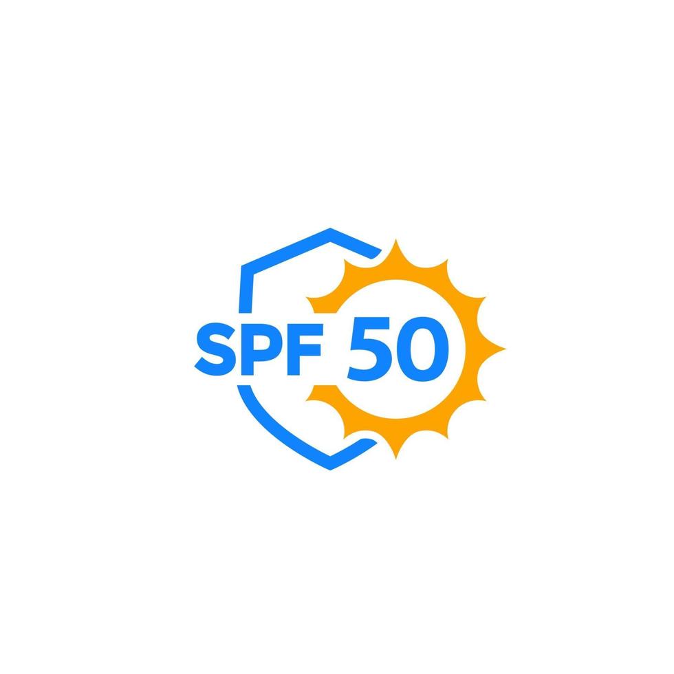 spf 50, UV protection icon vector