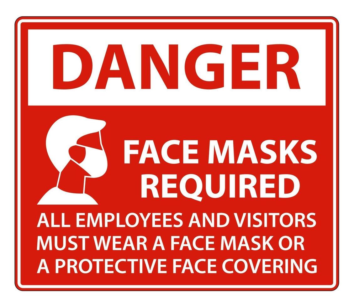 Danger Face Masks Required Sign on white background vector