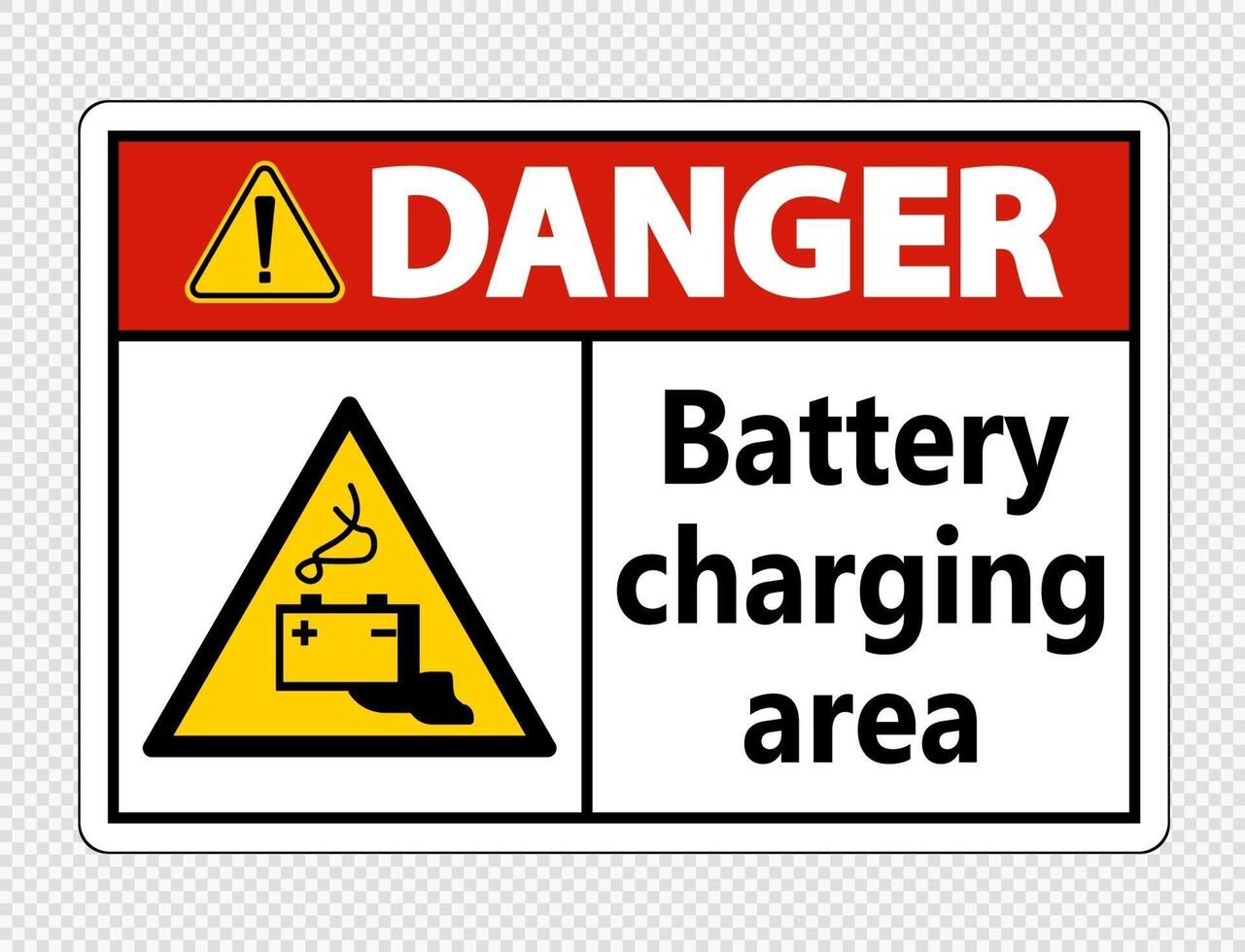 Danger battery charging area Sign on transparent background vector