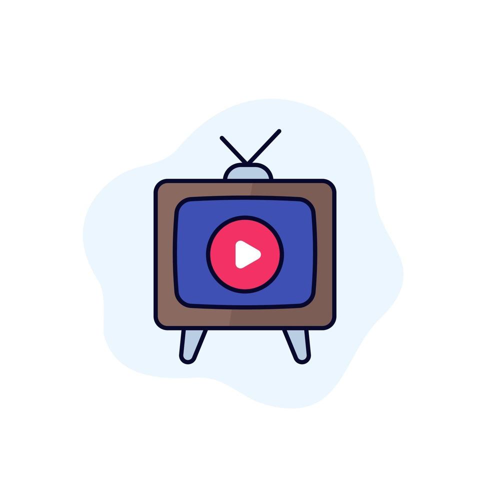 tv with antenna icon with outline vector