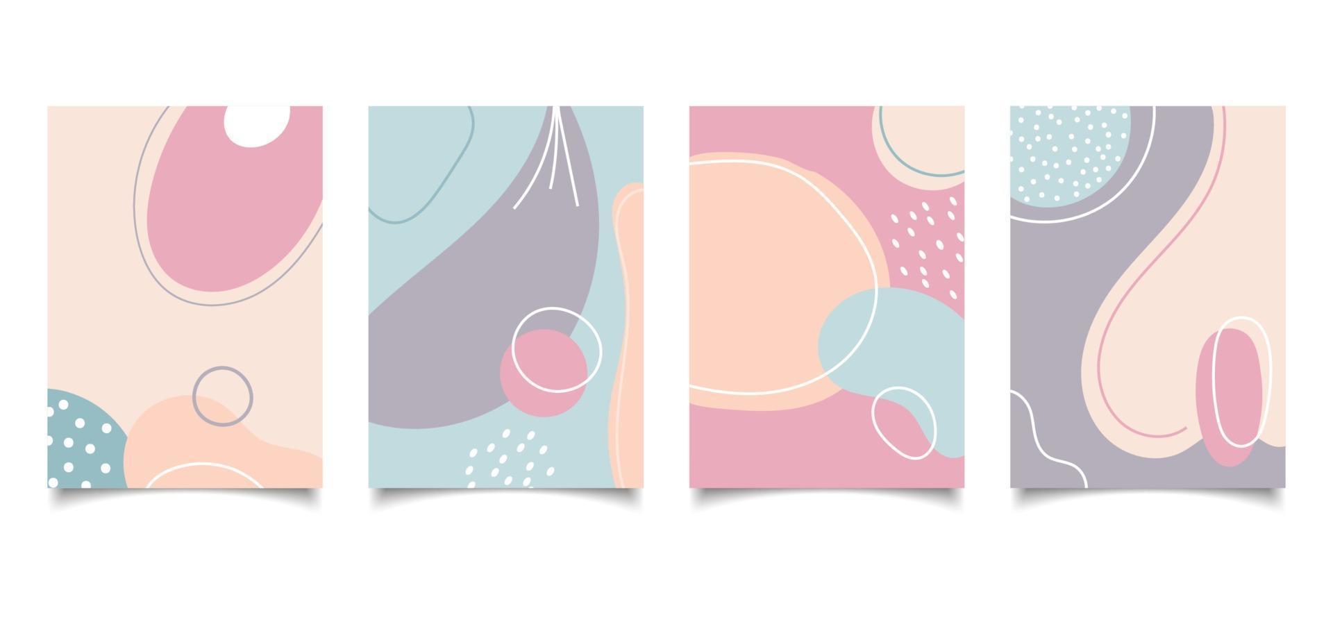 conjunto de fondo creativo abstracto dibujado a mano forma orgánica color pastel con líneas en estilo minimalista vector