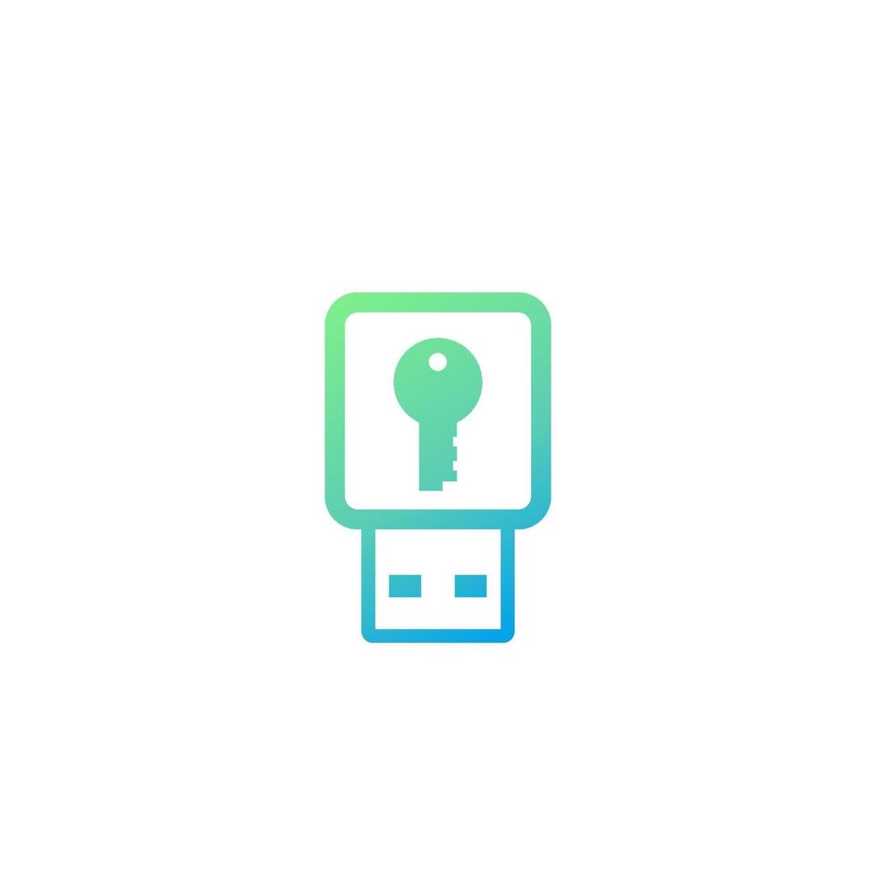 icono de llave de seguridad de memoria USB, protección de datos vector