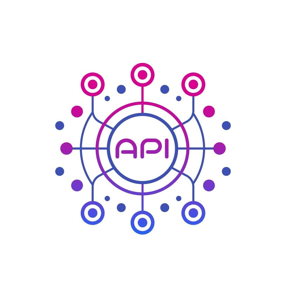 API, application programming interface, software integration technology vector