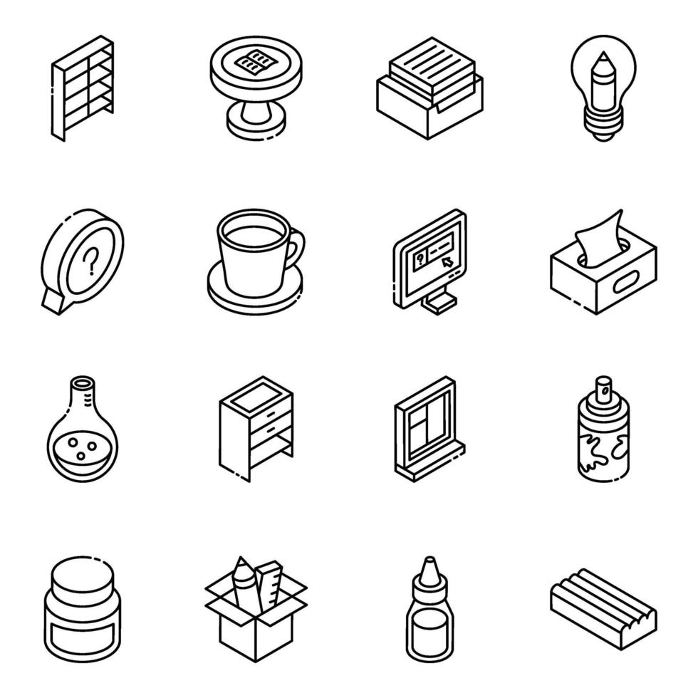 Modern School Furniture and objects vector