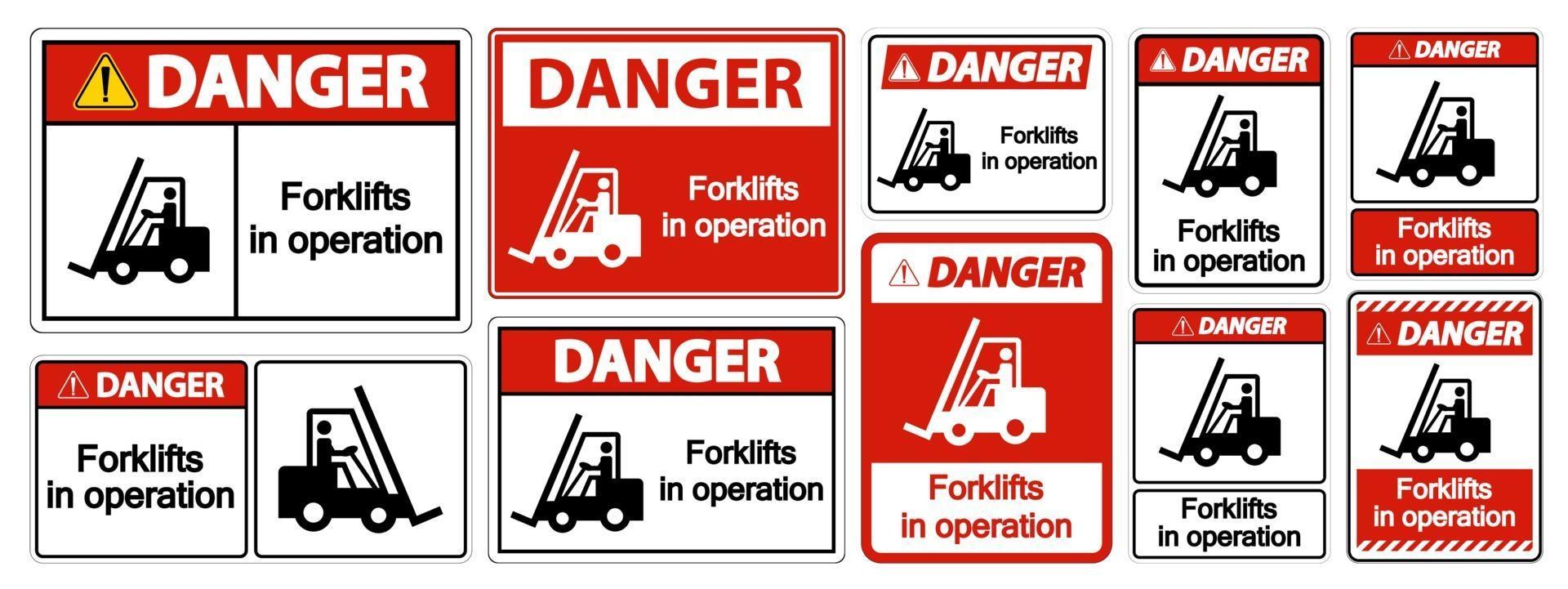Danger forklifts in operation Symbol Sign vector