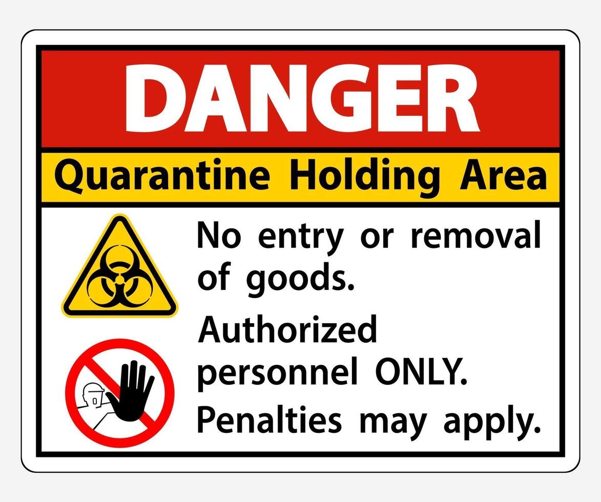Danger Quarantine Holding Area Sign vector