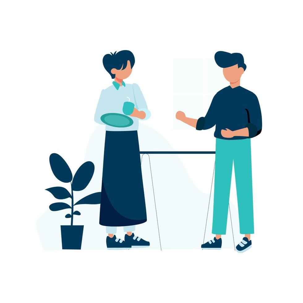 Barista working in a coffee shop with customer vector