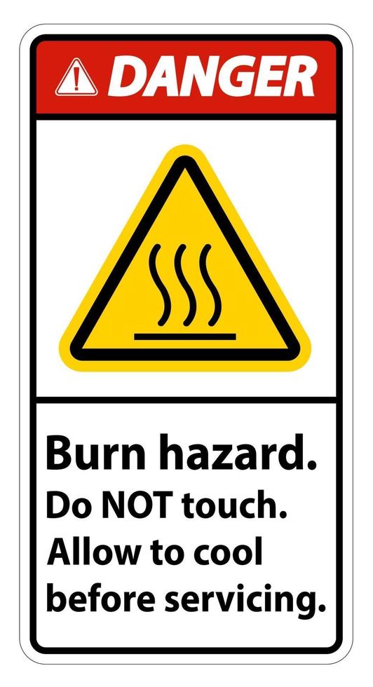 Danger Burn hazard safety Do not touch label Sign on white background vector