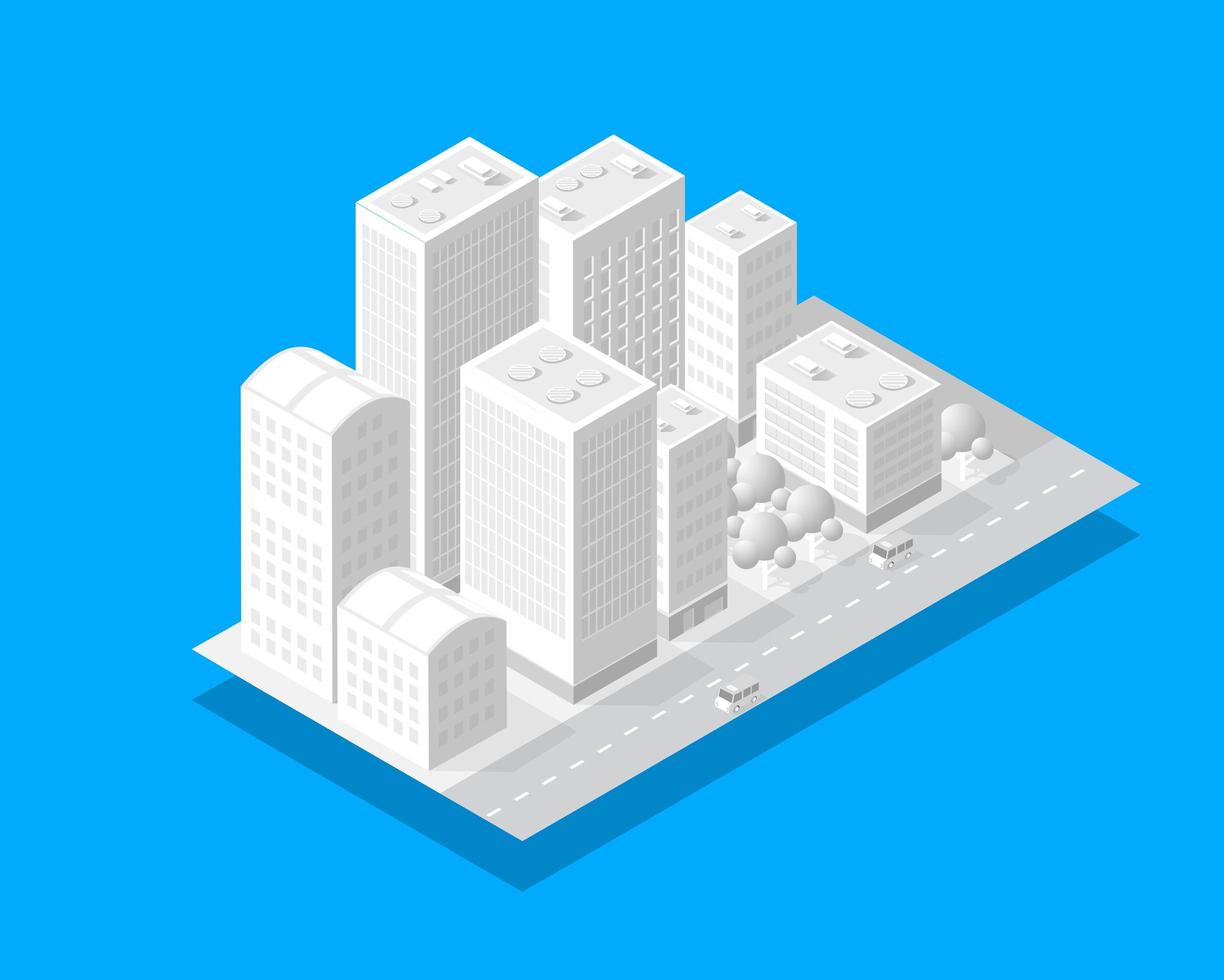 Cityscape design elements with isometric building city map generator. Isolated collection for creating your perfect street vector