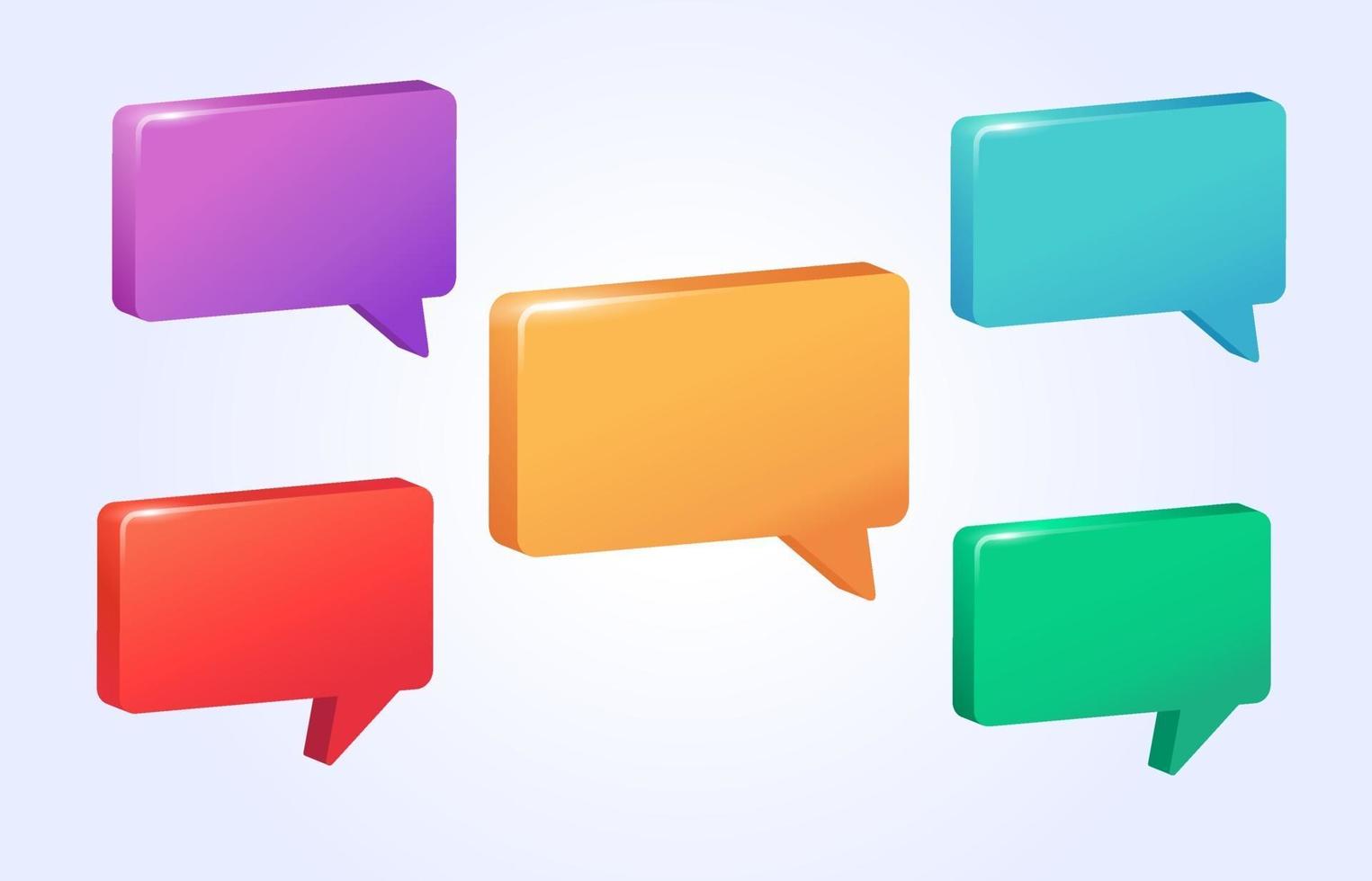 3D Style Speech Bubble Set vector