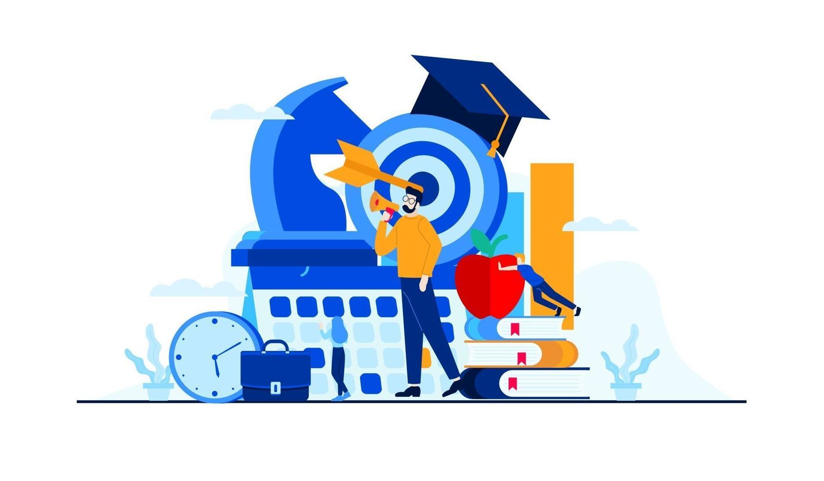 university education the students study on a campus vector flat illustration