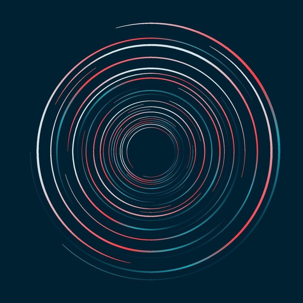 Abstract circles lines swirl pattern on dark blue background vector