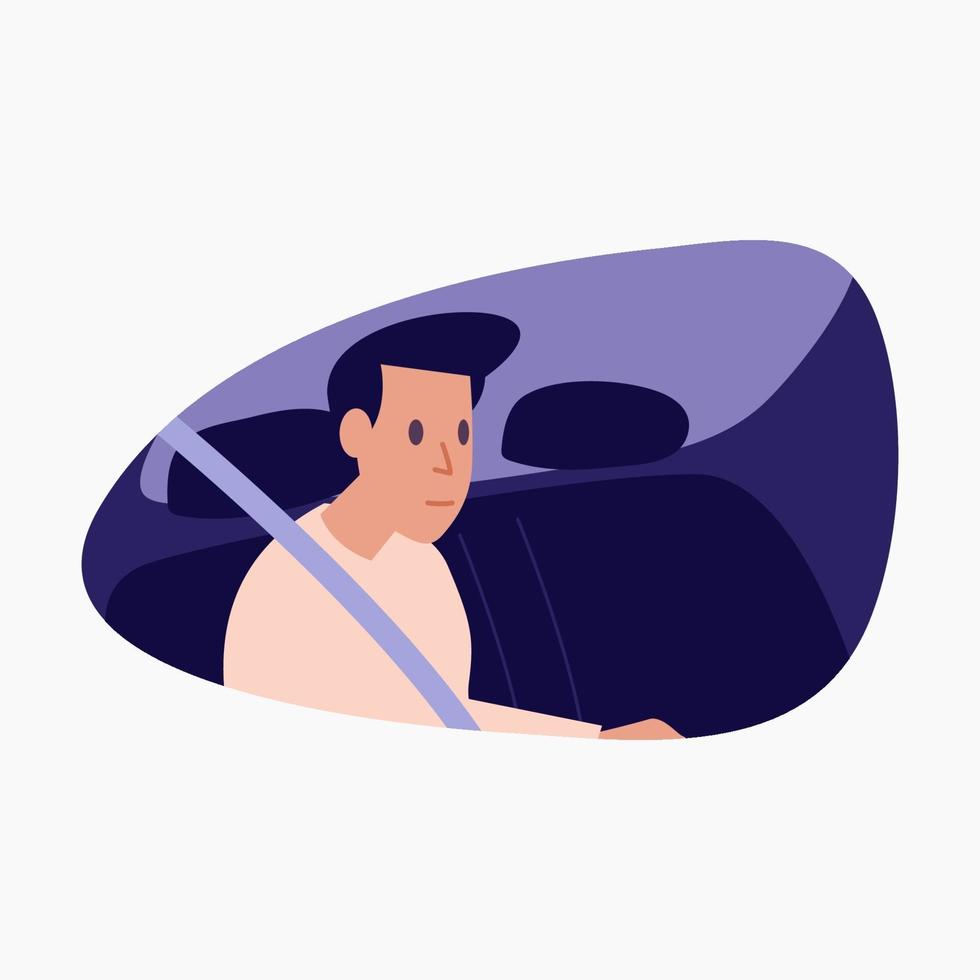 Man sitting on the back seat of car. vector