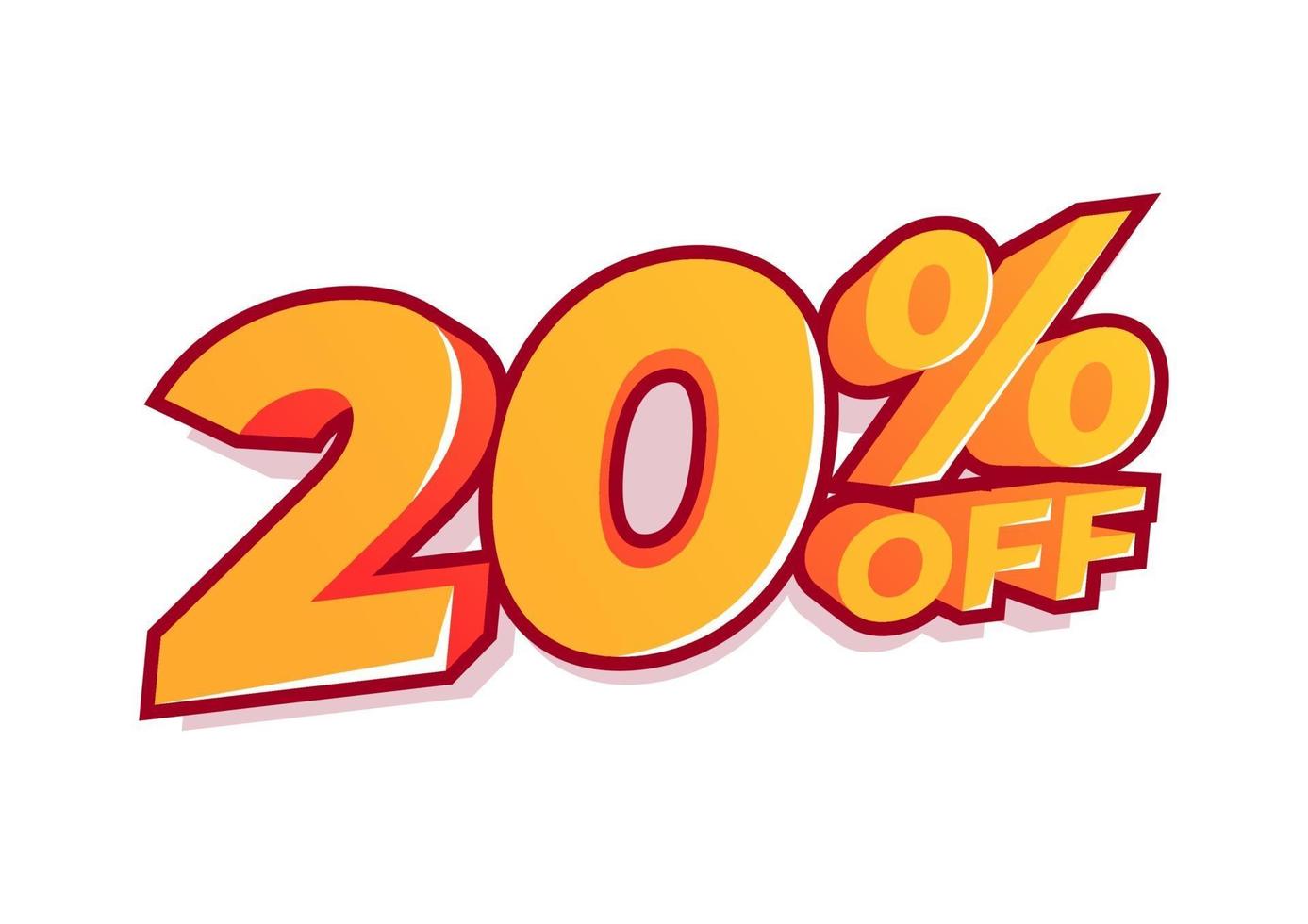 20 percent off sale tag. Sale of special offers. Discount with the price is 20 percent. vector