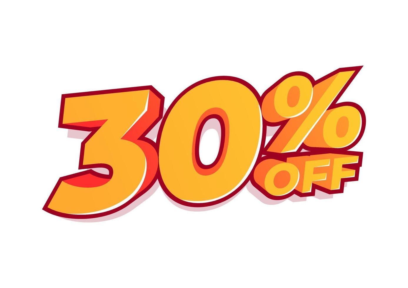 30 percent off sale tag. Sale of special offers. Discount with the price is 30 percent. vector