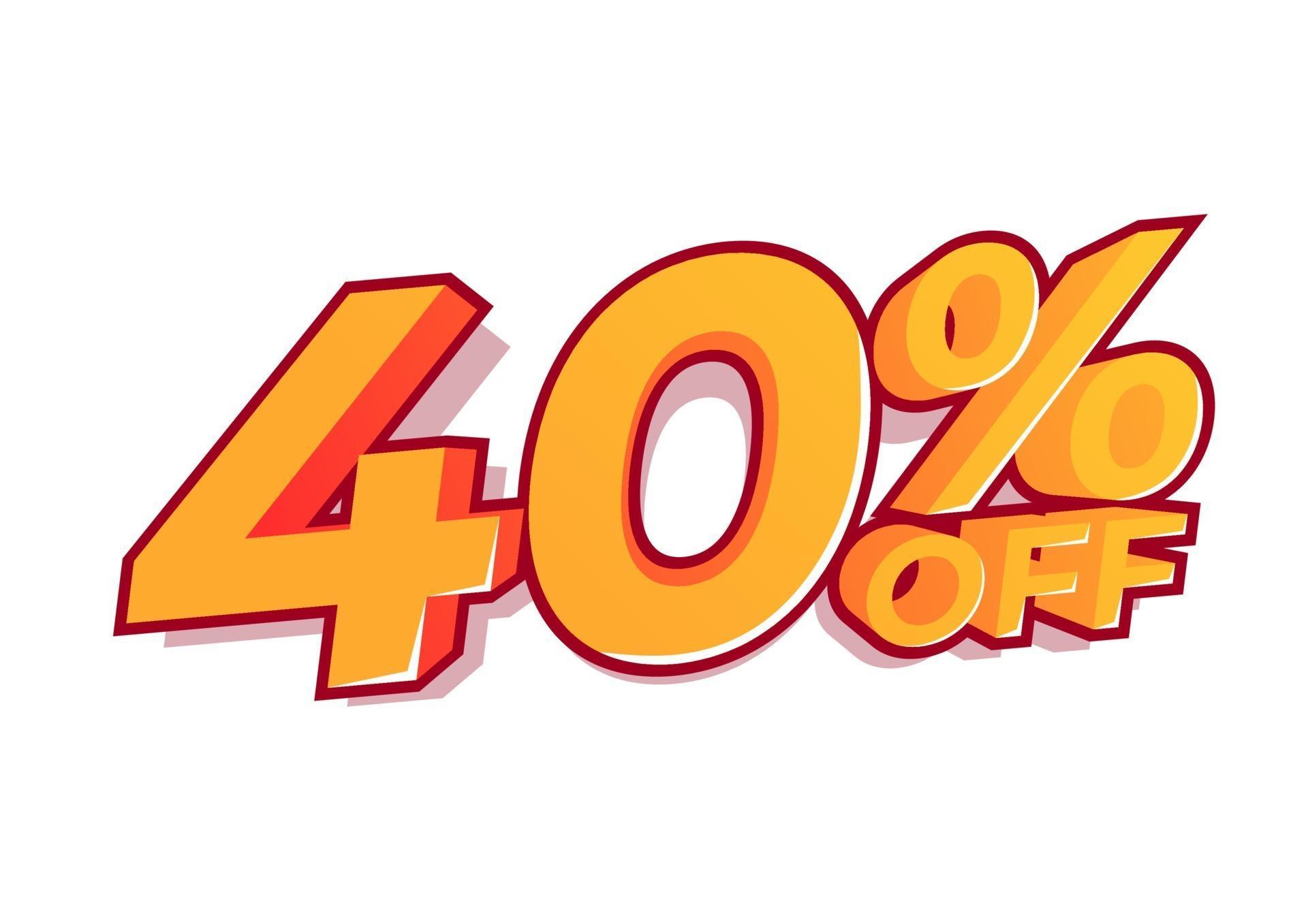 40 percent off sale tag. Sale of special offers. Discount with the